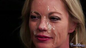 Jizz Dripping from smiling Milf face