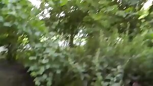 Risky handjob in the park