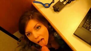 Girl Gets Facial in Library